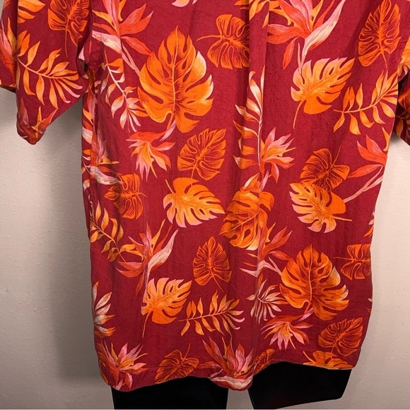 Medium Mens IZOD Silk Red/orange Tropical Hawaiian Shirt Washable Rockabilly - Picture 11 of 13
